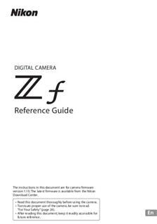 Nikon Zf manual. Camera Instructions.